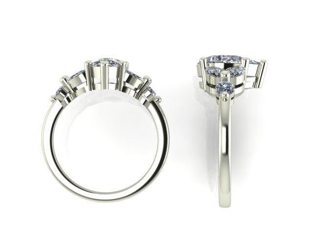 Leaf Pear Diamond Engagement Ring - Thenetjeweler