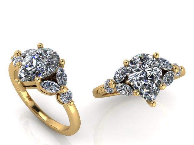 Leaf Pear Diamond Engagement Ring - Thenetjeweler