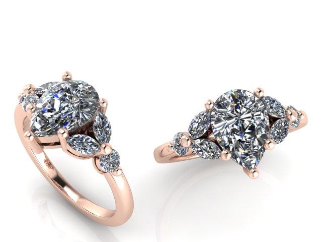 Leaf Pear Diamond Engagement Ring - Thenetjeweler