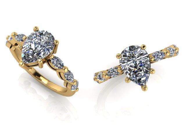 Pear Diamond Side Stones Ring - Thenetjeweler