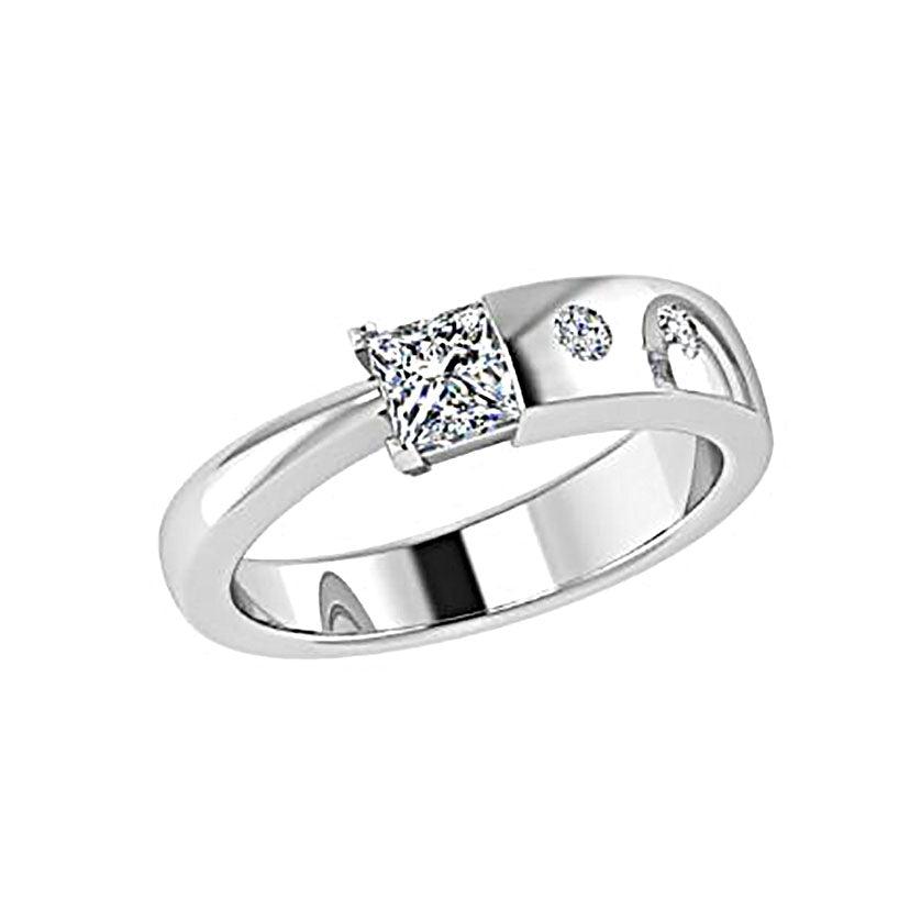 Princess Diamond and Round Diamond Ring - Thenetjeweler