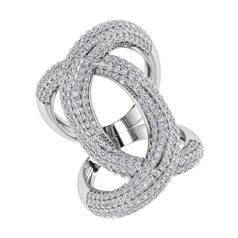 Diamond Crossover Ring 18K Gold (2.0 ct. tw) - Thenetjeweler