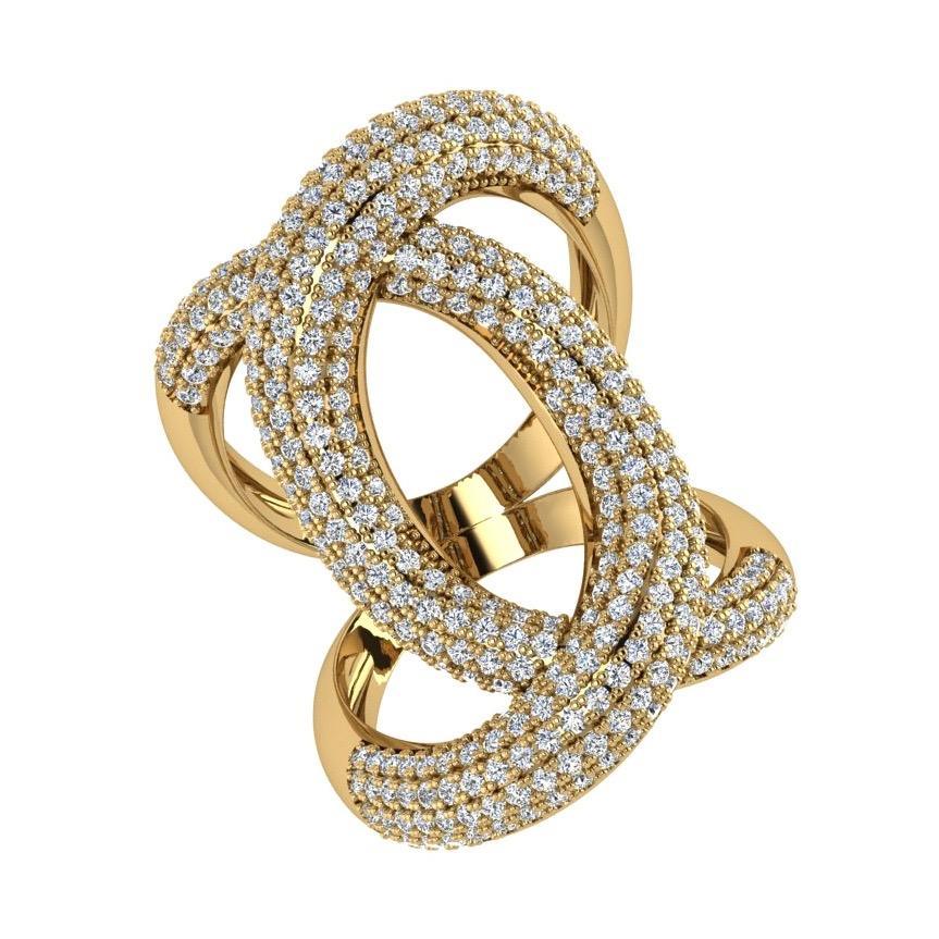 Diamond Crossover Ring 18K Gold (2.0 ct. tw) - Thenetjeweler