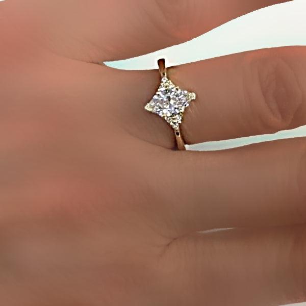 Marquise Engagement Ring with Side Stones 18K Yellow Gold - Thenetjeweler