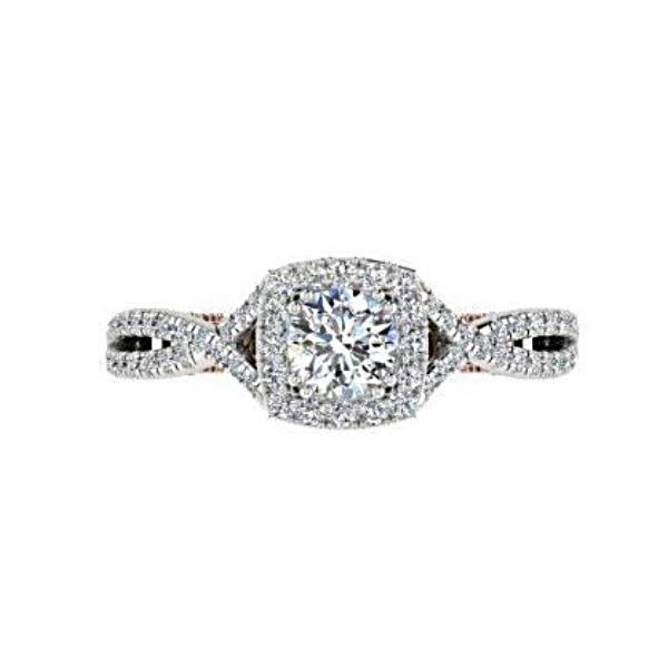 Two Tone Halo Bridal Set 18K Rose White Gold - Thenetjeweler