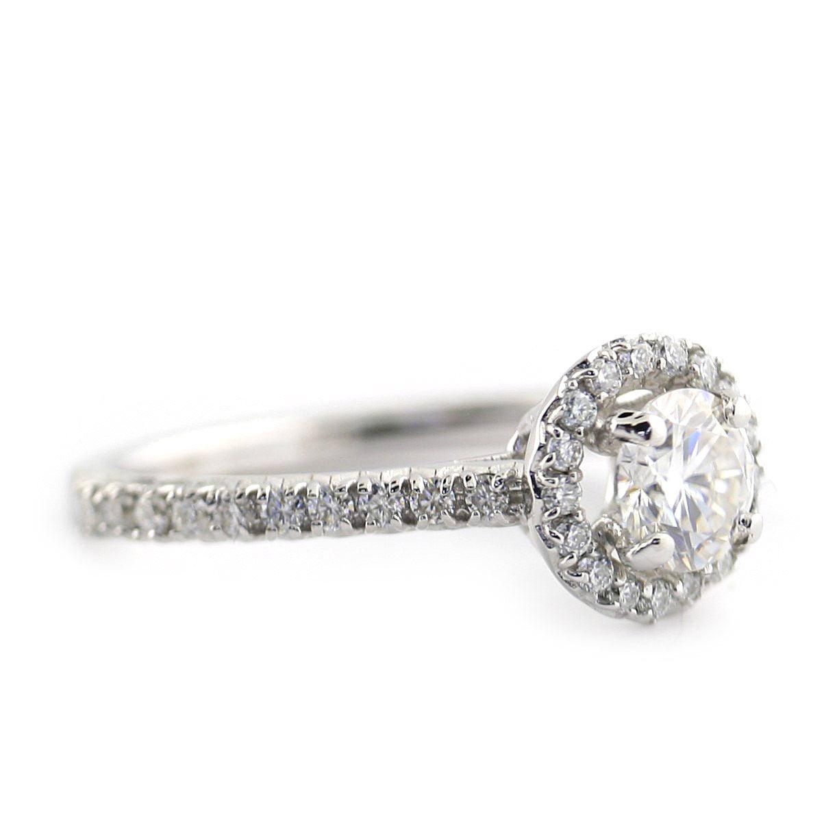 Round Halo Moissanite Ring - Thenetjeweler