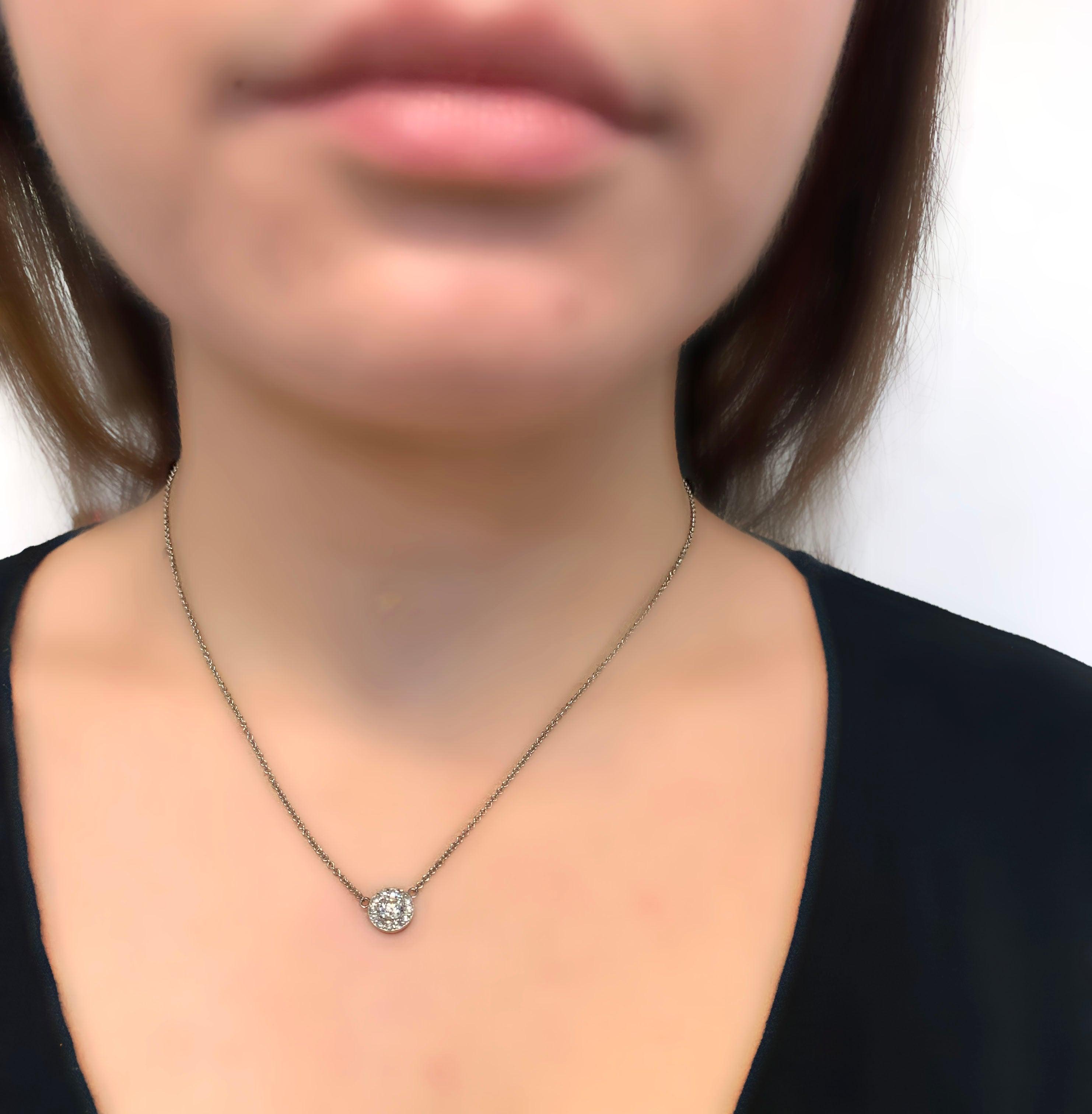 Round Halo Diamond Necklace 0.54 ct.tw - Thenetjeweler