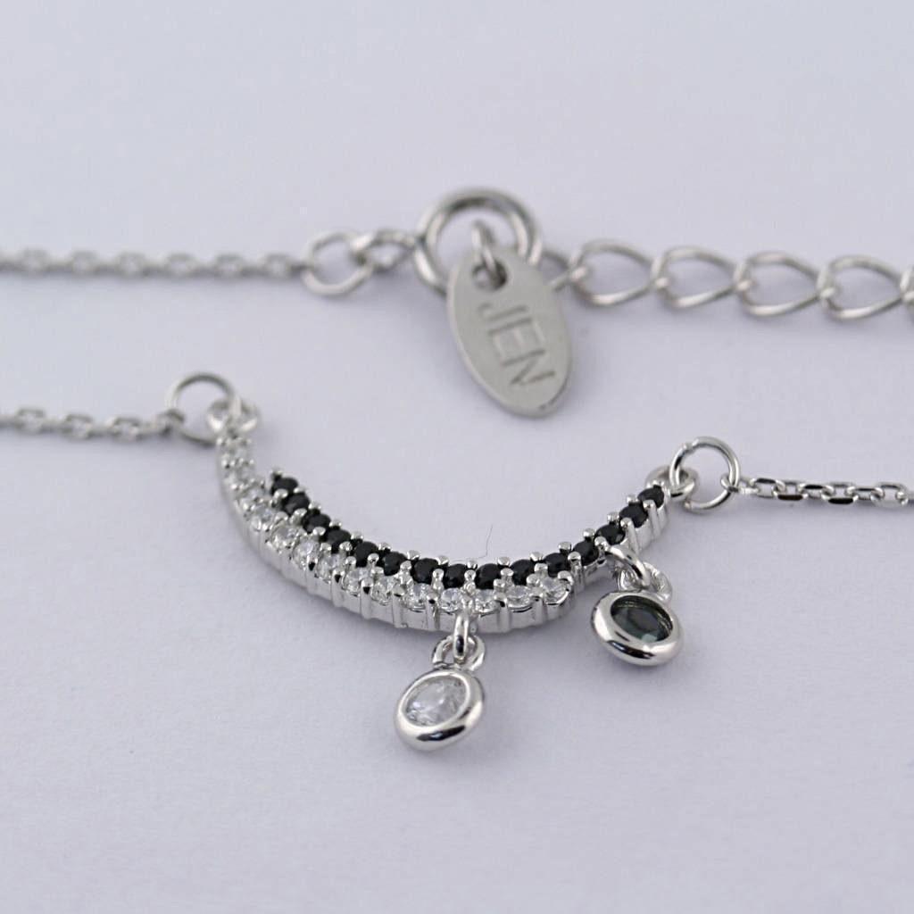 Sterling Silver Cubic Zirconia Black and White Pendant Necklace - Thenetjeweler
