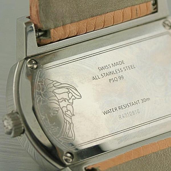 Ladies Diamond Watch PSQ91 VERSACE Hippodrome Stainless Steel Lizard Leather MOP - Thenetjeweler