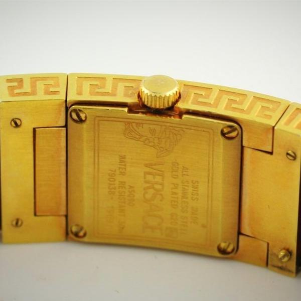 Versace Watch ON FIFTH Grecian Case Stainless Steel Yellow Gold Plated ALQ90 D4985 - Thenetjeweler