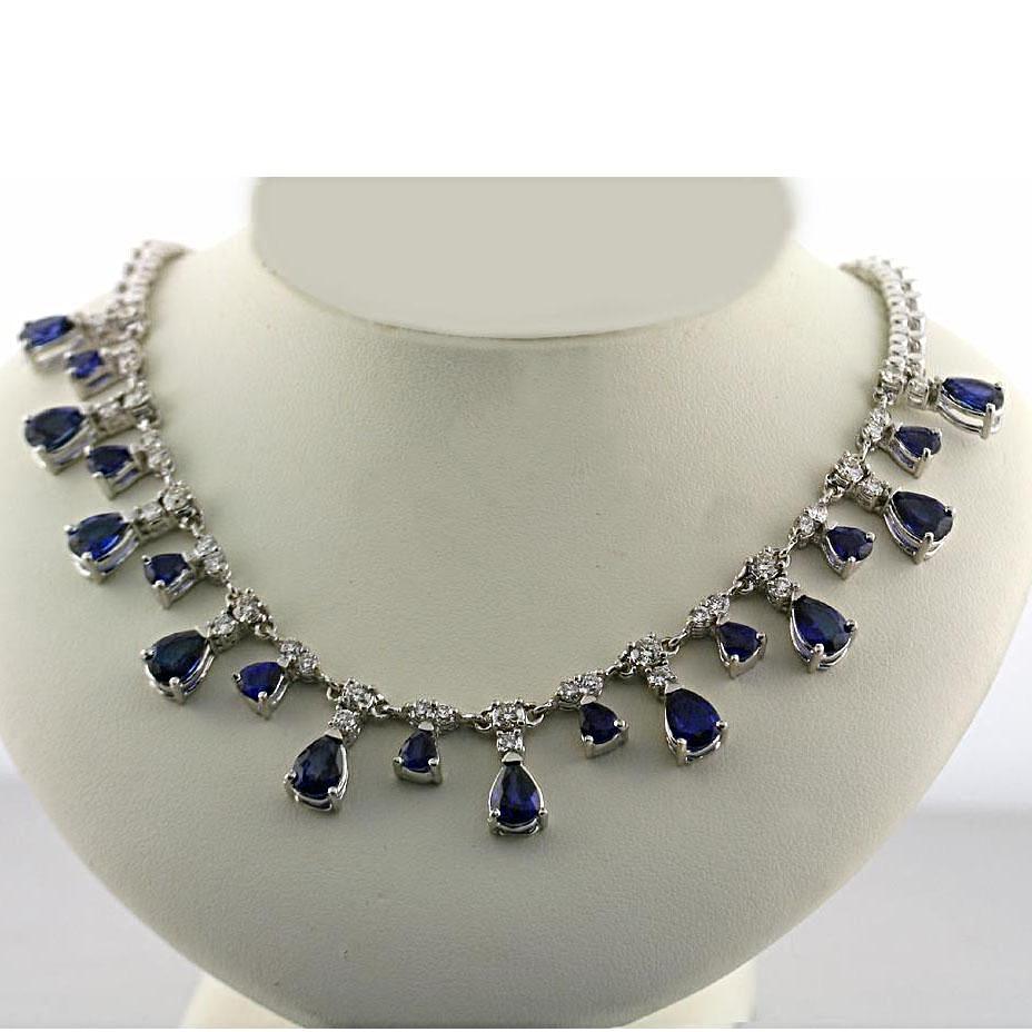 Blue Sapphire and Diamond Necklace - Thenetjeweler