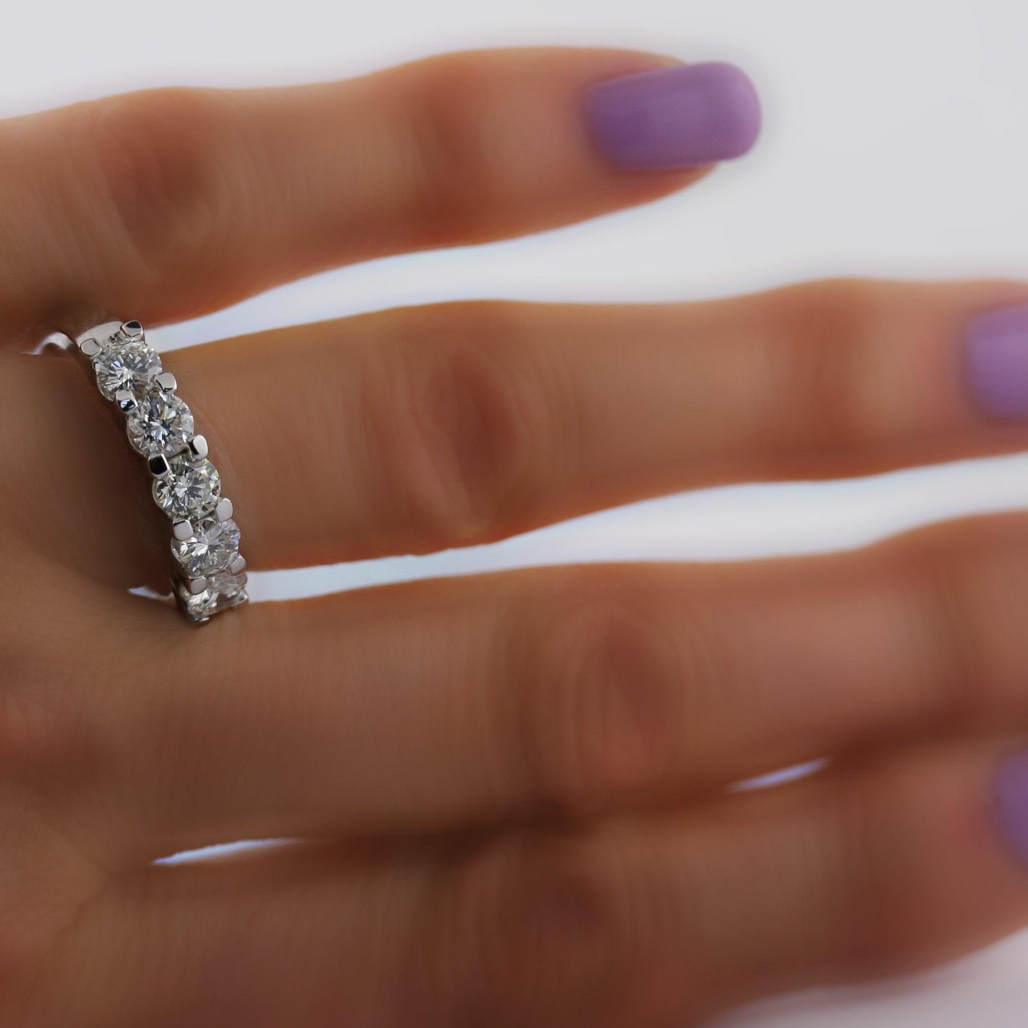 Diamond Half Eternity Ring 18k White Gold - Thenetjeweler