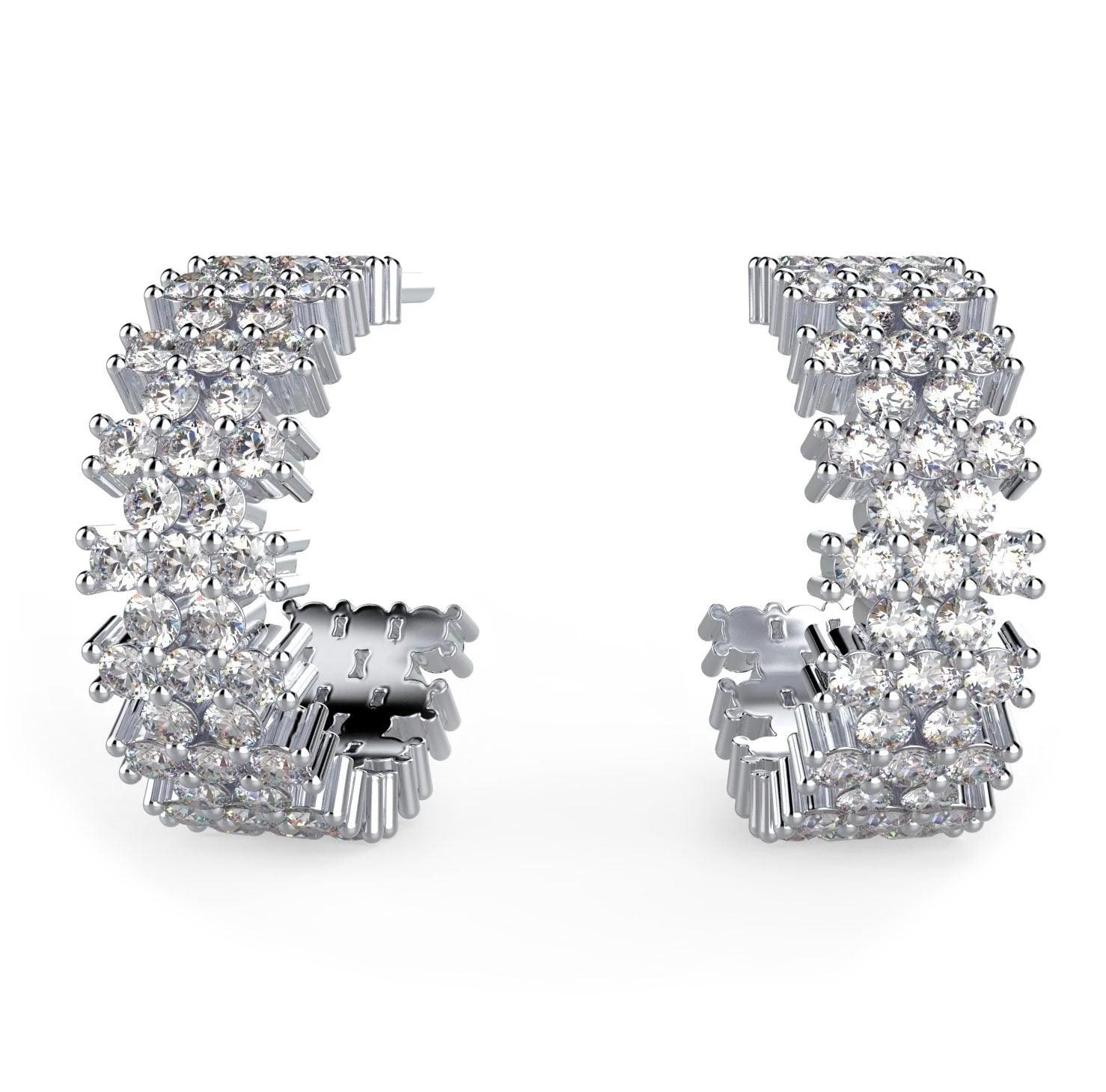 Diamond Semi Hoop Earrings 14K Gold - Thenetjeweler