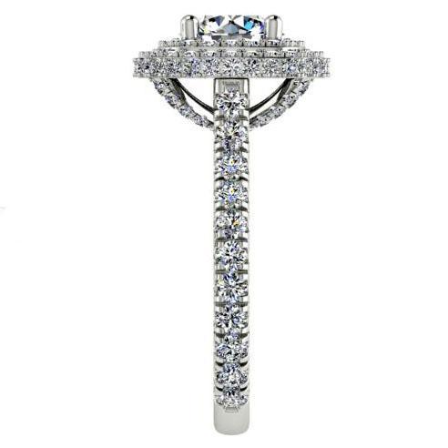 Double Halo Diamond Engagement Ring Setting 14K White Gold 1.46 cts - Thenetjeweler