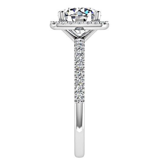 Round Diamond with Cushion Halo Engagement Ring 18K Gold - Thenetjeweler