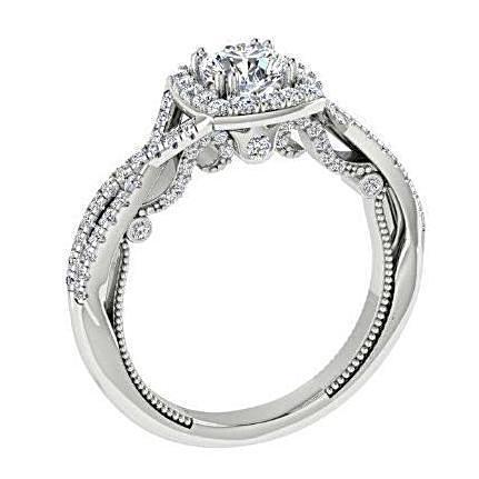 Two Tone Halo Bridal Set 18K Rose White Gold - Thenetjeweler