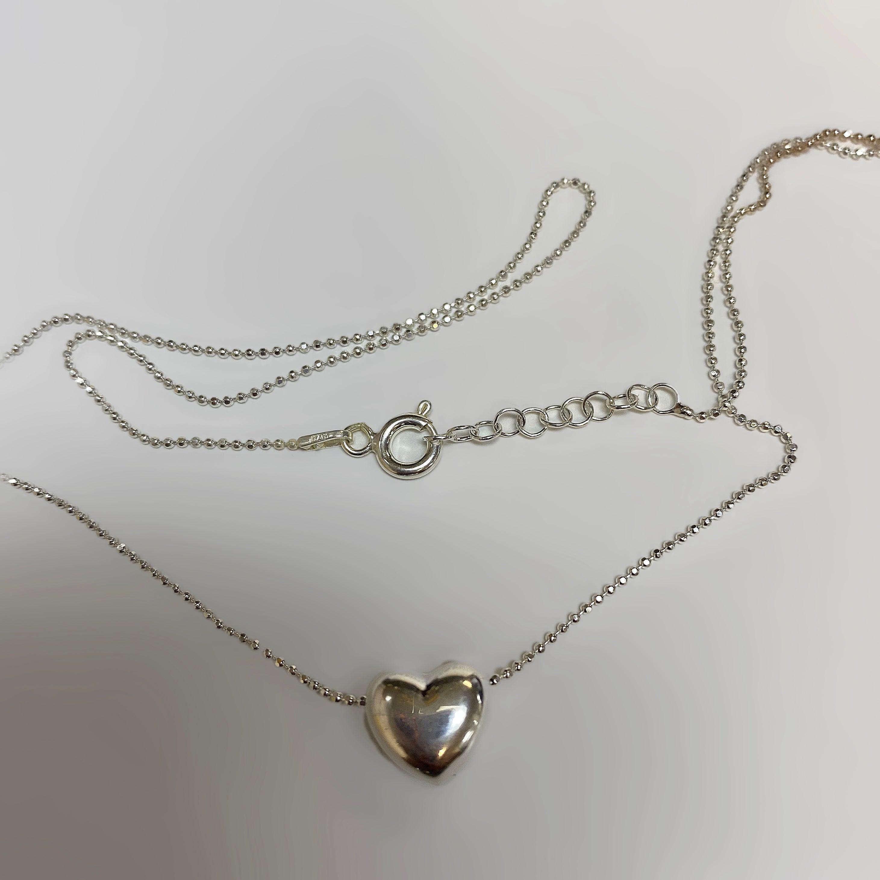 Italian Silver 3D Heart Pendant Necklace - Thenetjeweler