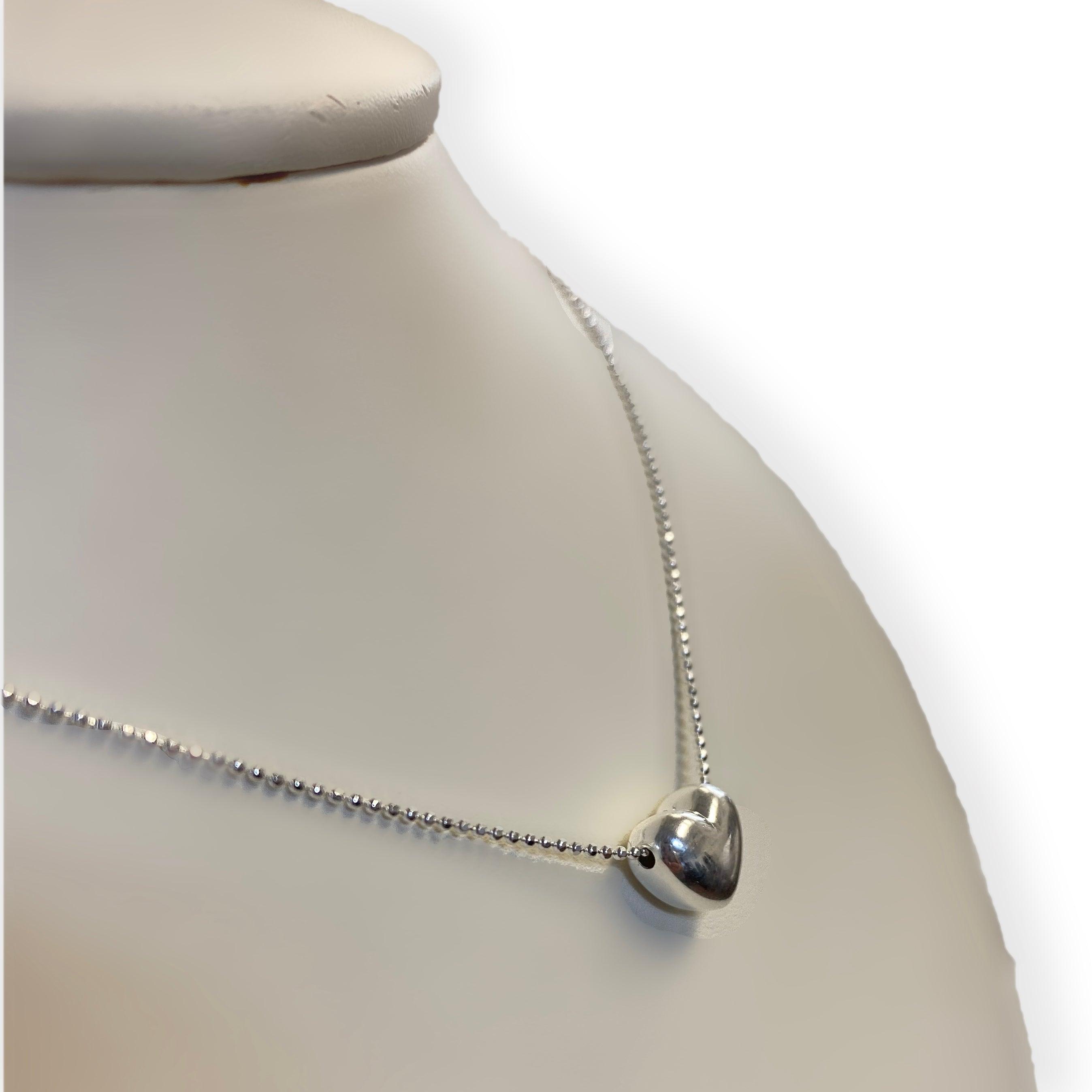 Italian Silver 3D Heart Pendant Necklace - Thenetjeweler