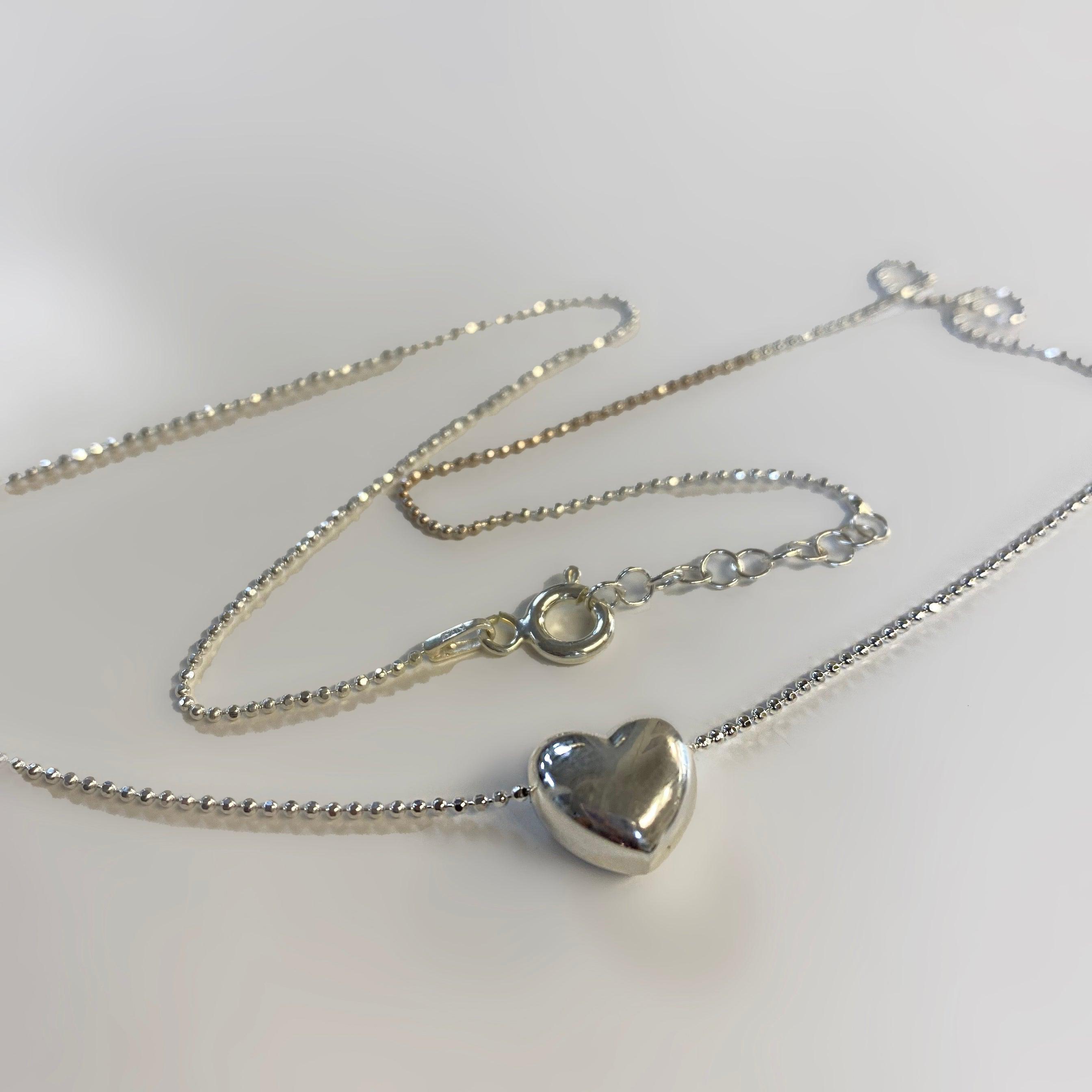 Italian Silver 3D Heart Pendant Necklace - Thenetjeweler