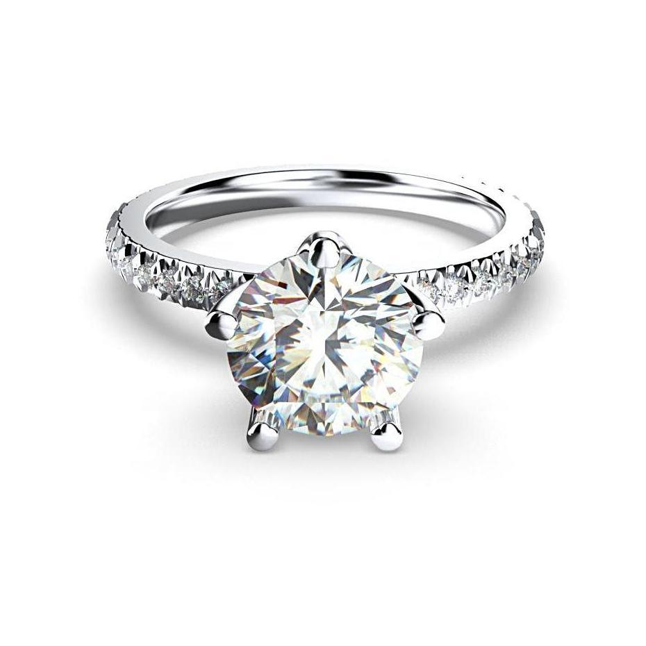 Round Diamond Eternity Style Engagement Ring 18K White Gold - Thenetjeweler