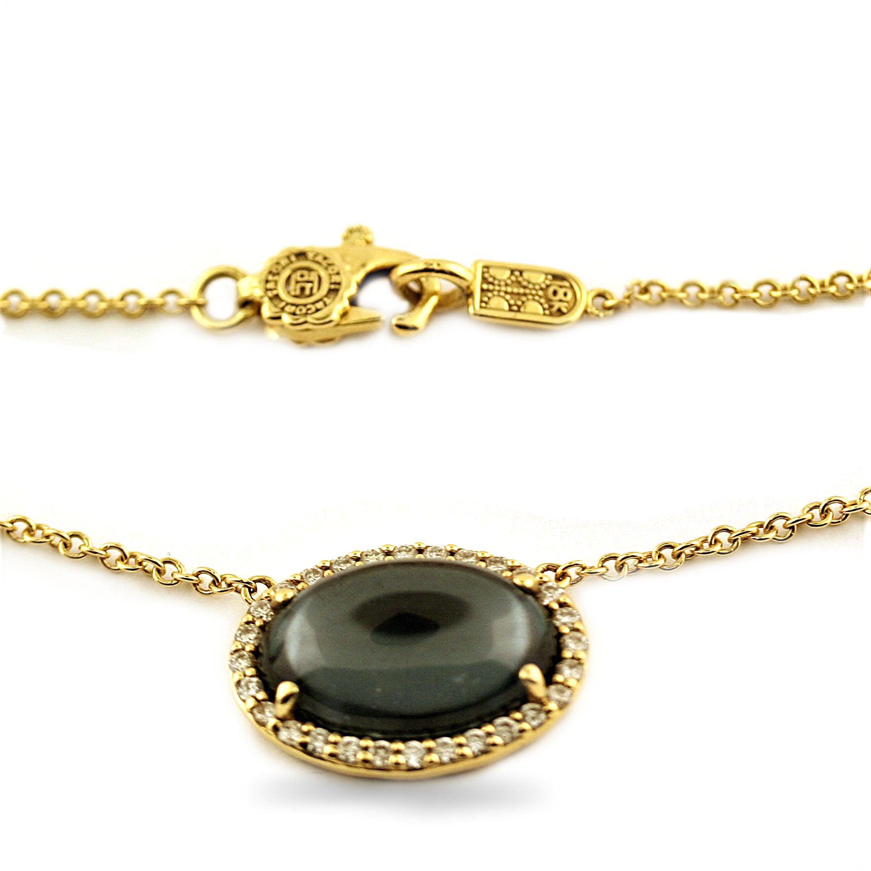 Tacori Golden Bay Pave Diamond and Oval Cabochon Necklace - Thenetjeweler