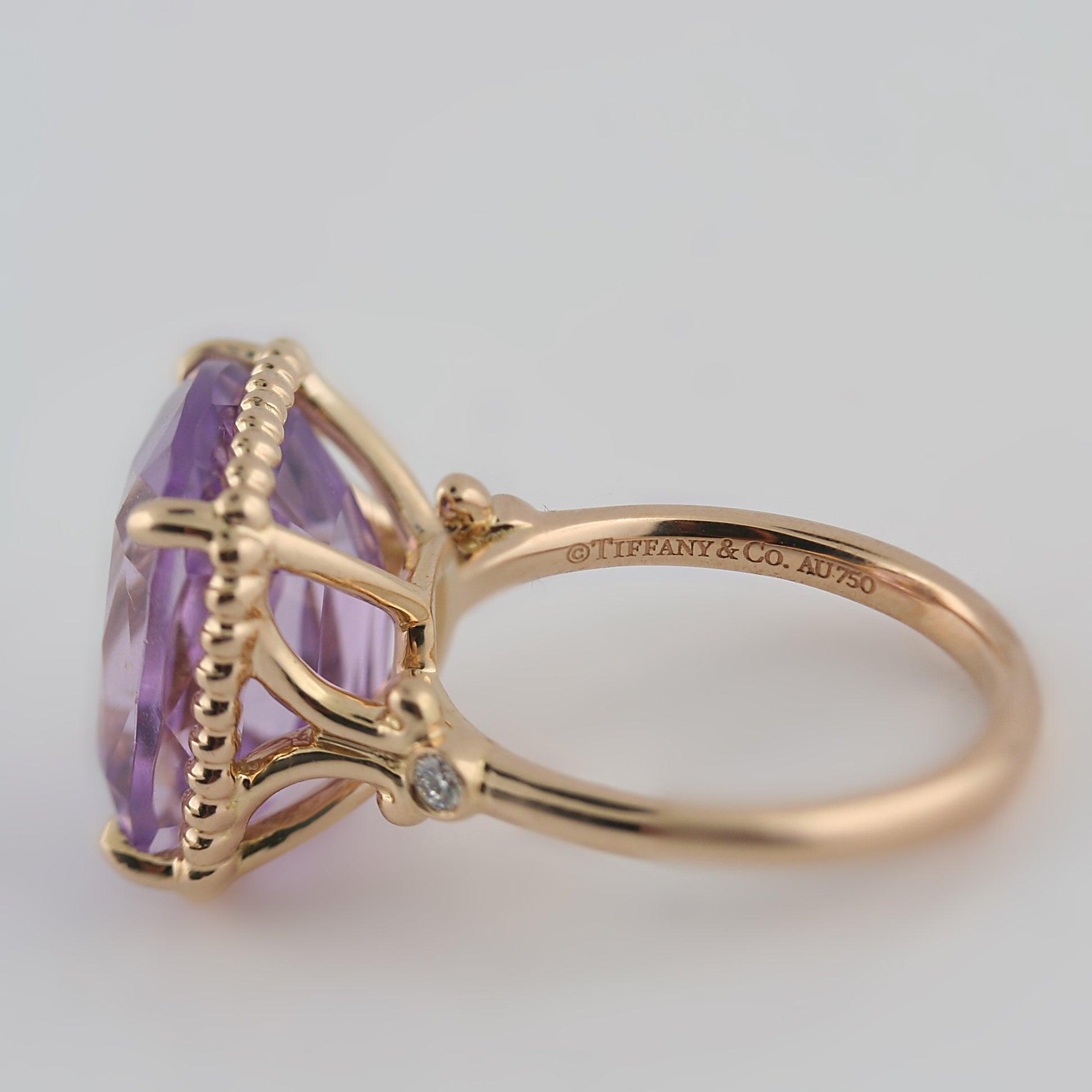 Tiffany Sparklers Amethyst Cocktail Ring 18K Rose Gold - Thenetjeweler