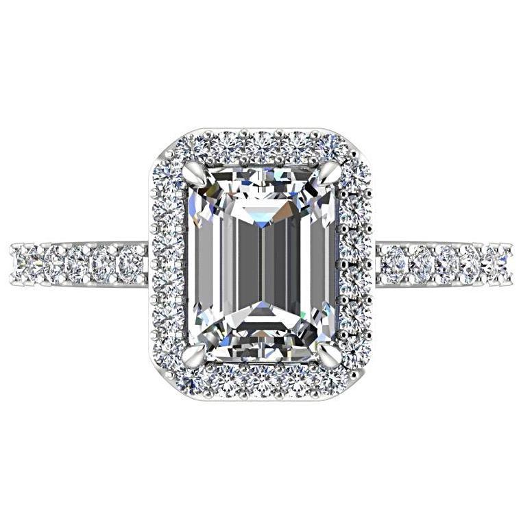 Emerald Halo Diamond Engagement Ring - Thenetjeweler