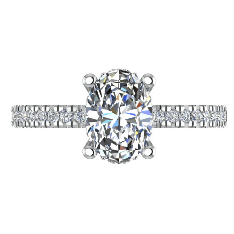 Oval Diamond Engagement Ring with Side Stones 0.26 CTW - Thenetjeweler