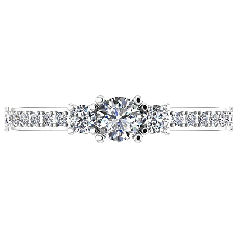 Three Stone Engagement Ring with Side Stones 18K White Gold - Thenetjeweler