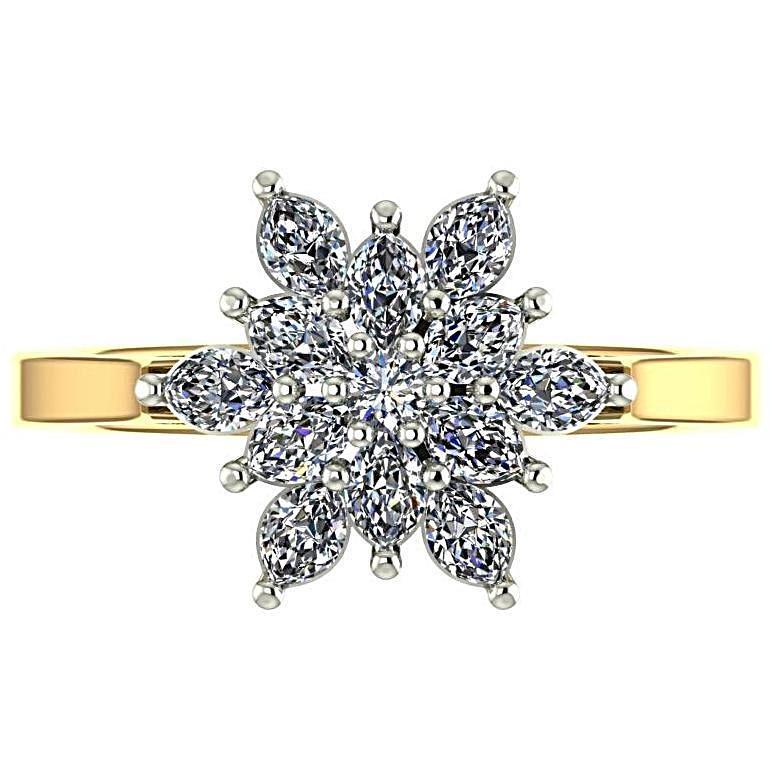 Flower Diamond Ring 18K Yellow Gold - Thenetjeweler