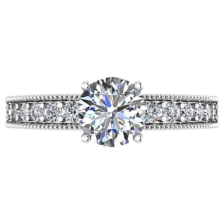 Diamond Milgrain Band Engagement Ring - Thenetjeweler