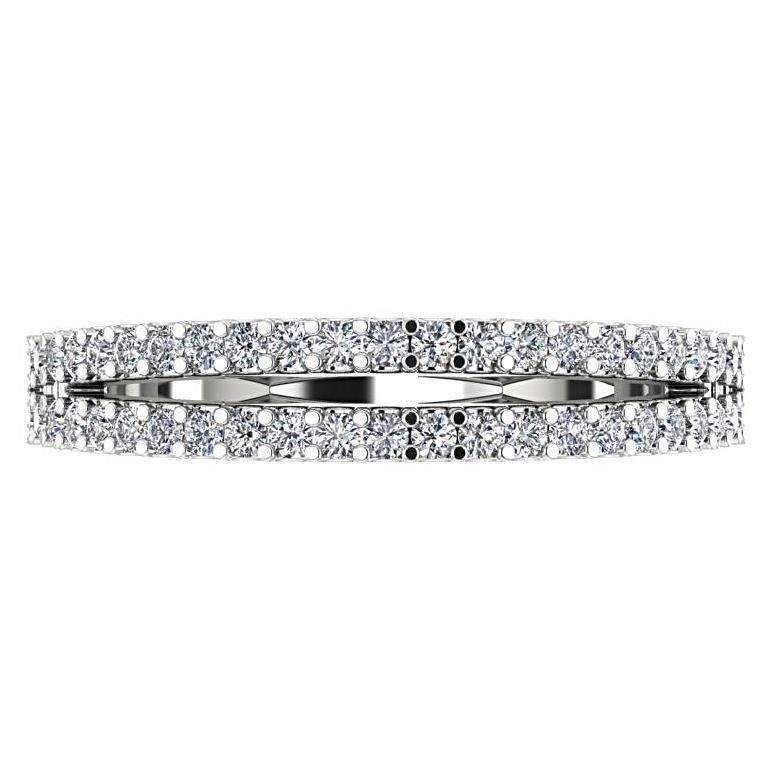 Diamond Split Shank Semi Eternity Ring Band 18K White Gold - Thenetjeweler