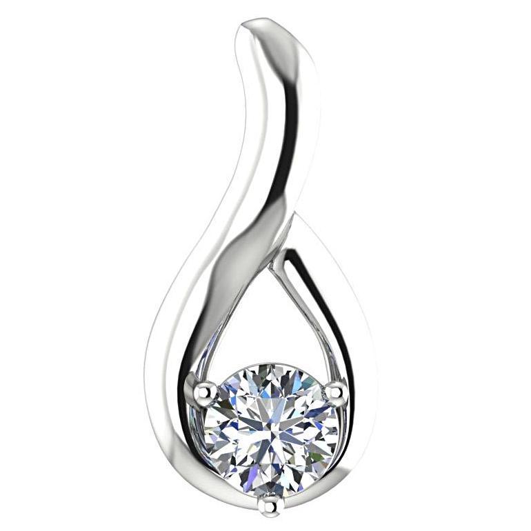 Oval Pendant with Diamond 14K White Gold - Thenetjeweler