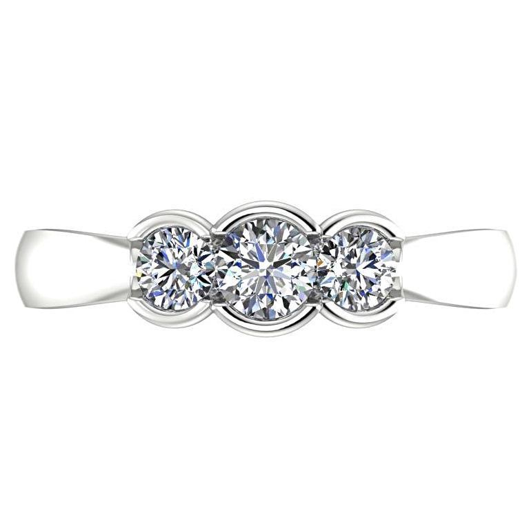 Round Three Stone Engagement Ring 18K White Gold - Thenetjeweler