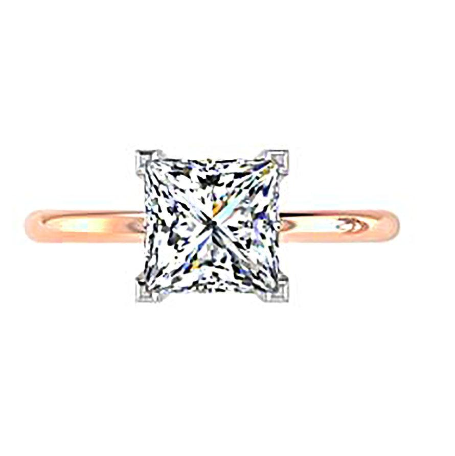 Princess Cut Diamond Solitaire 14K Two Tone Gold - Thenetjeweler