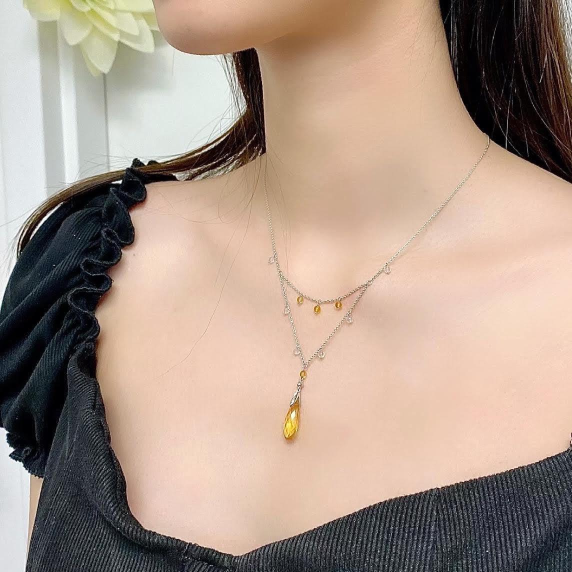 Citrine & Diamond Layered Necklace - Thenetjeweler