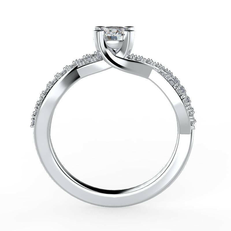 Diamond Split Shank Wave Design Engagement Ring - Thenetjeweler