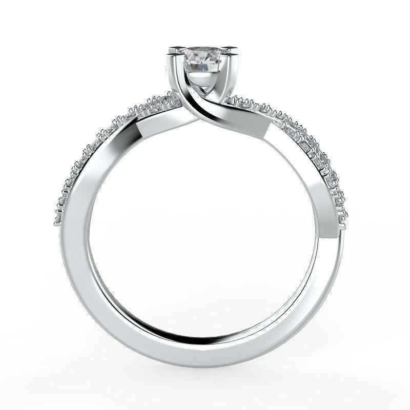 Diamond Split Shank Wave Design Engagement Ring