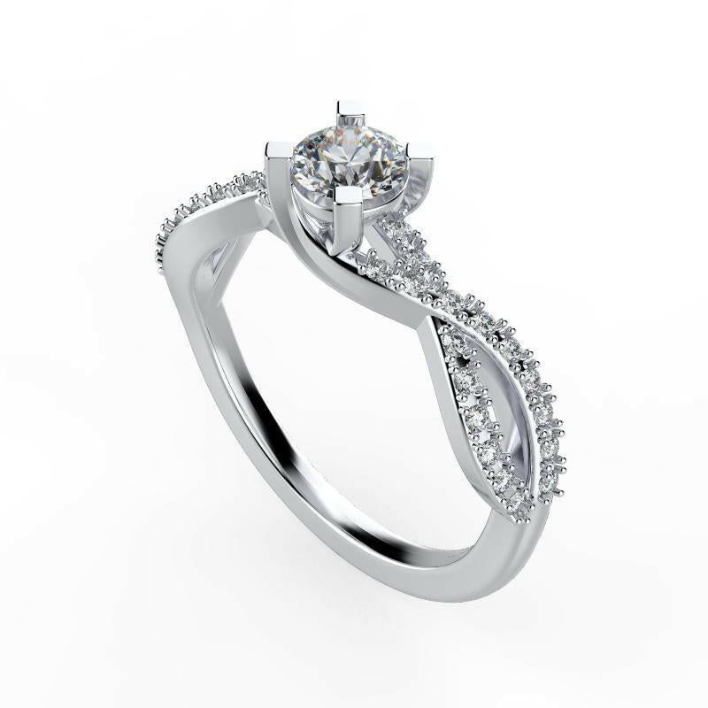 Diamond Split Shank Wave Design Engagement Ring - Thenetjeweler