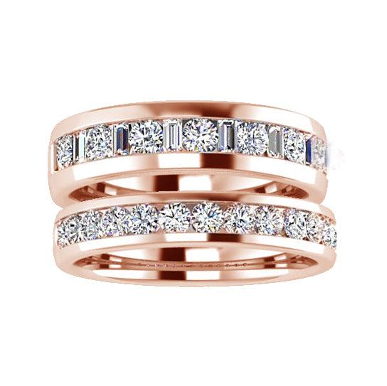 Matching Diamond Wedding Bands 18k White Gold - Thenetjeweler