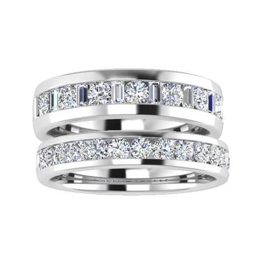 Matching Diamond Wedding Bands 18k White Gold - Thenetjeweler