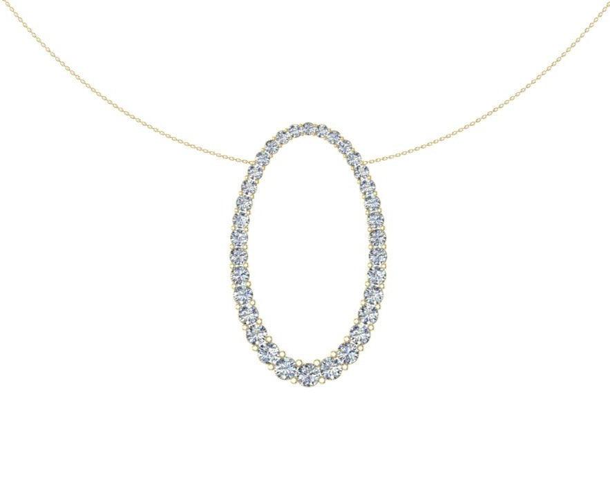 Open Oval Diamond Necklace 2.90 carat 14K Gold - Thenetjeweler