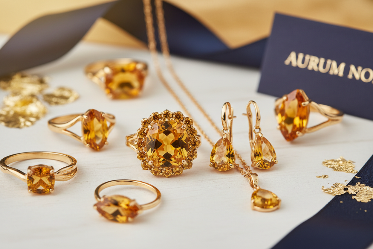 November Birthstone Jewelry - Citrine, Topaz earrings, rings, necklaces