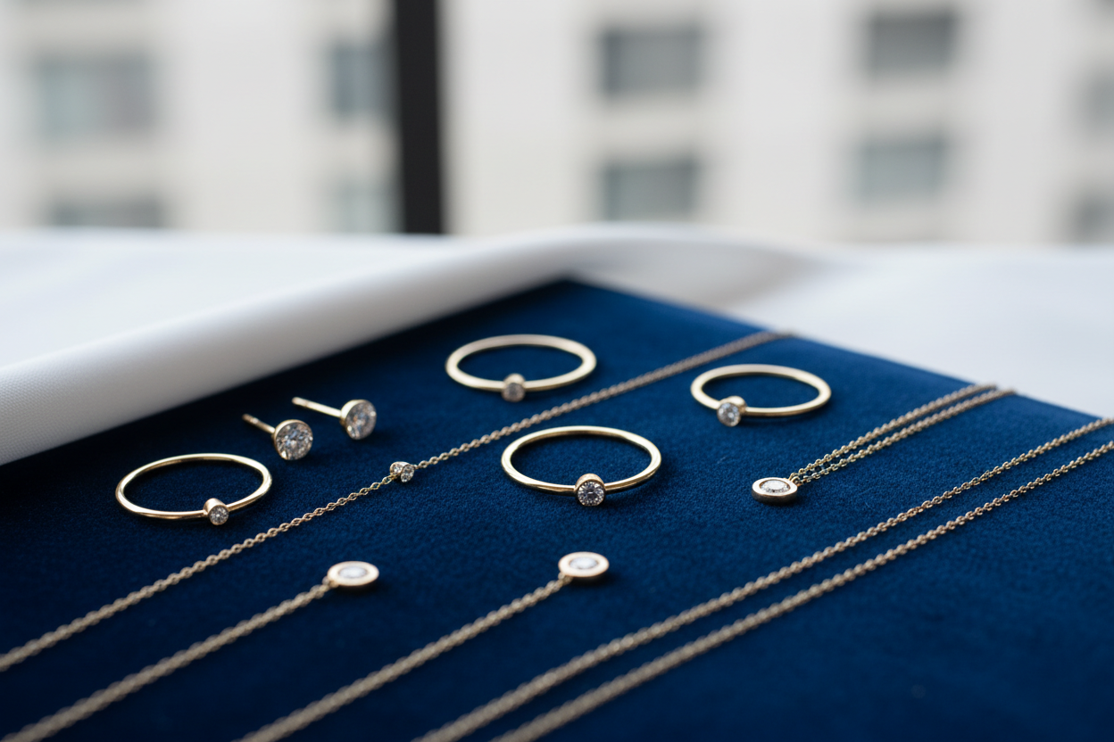 Dainty gold and diamond jewelry collection