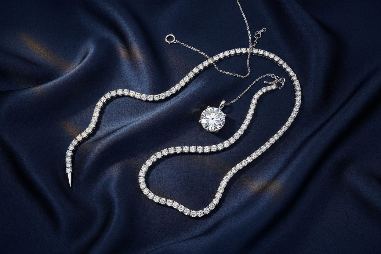 Stunning diamond necklaces handcrafted in Montreal.