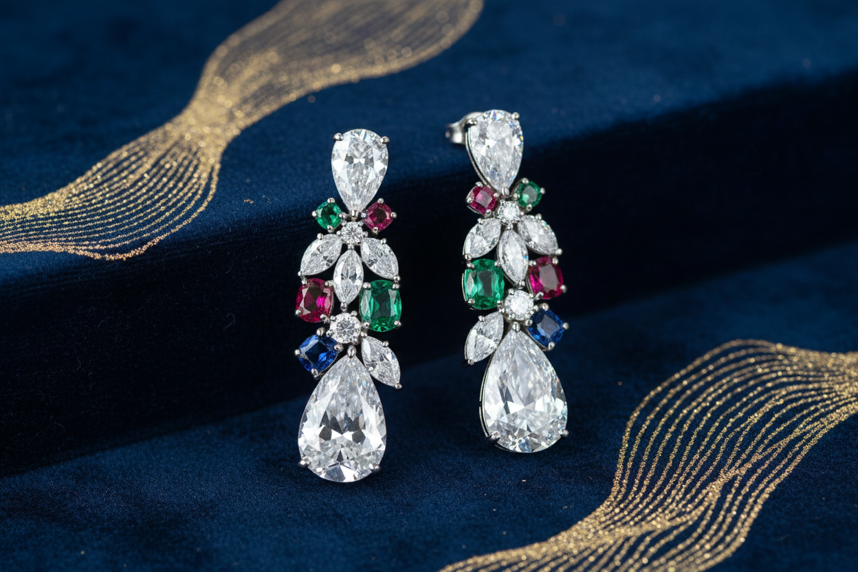  handcrafted earrings, featuring premium lab-grown diamonds and gemstones 