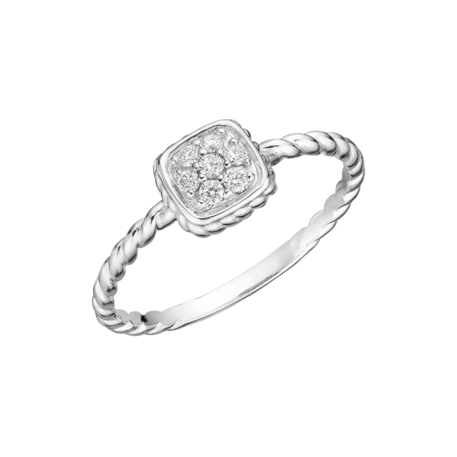 0.10ct Diamonds Cushion Rope Ring