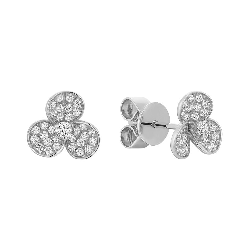 0.35 ct Three Leaf Clover Diamond Stud Earrings - Thenetjeweler