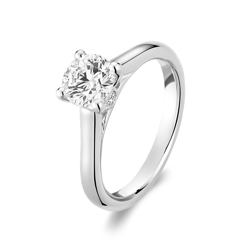 Peekaboo Solitaire Round Cut Lab Grown Diamond Engagement Ring