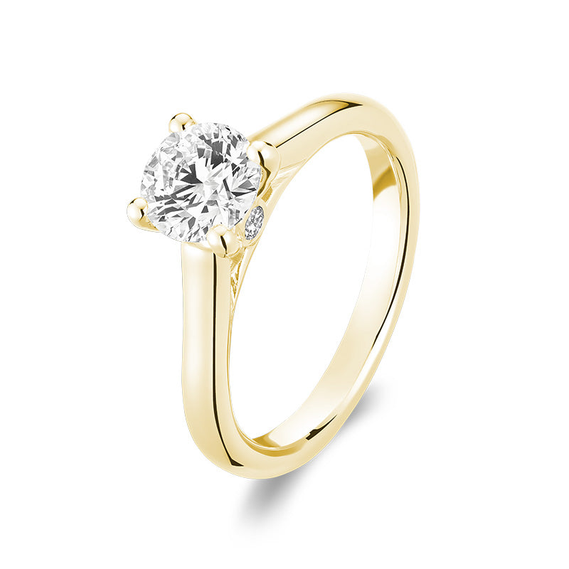 Peekaboo Solitaire Round Cut Lab Grown Diamond Engagement Ring